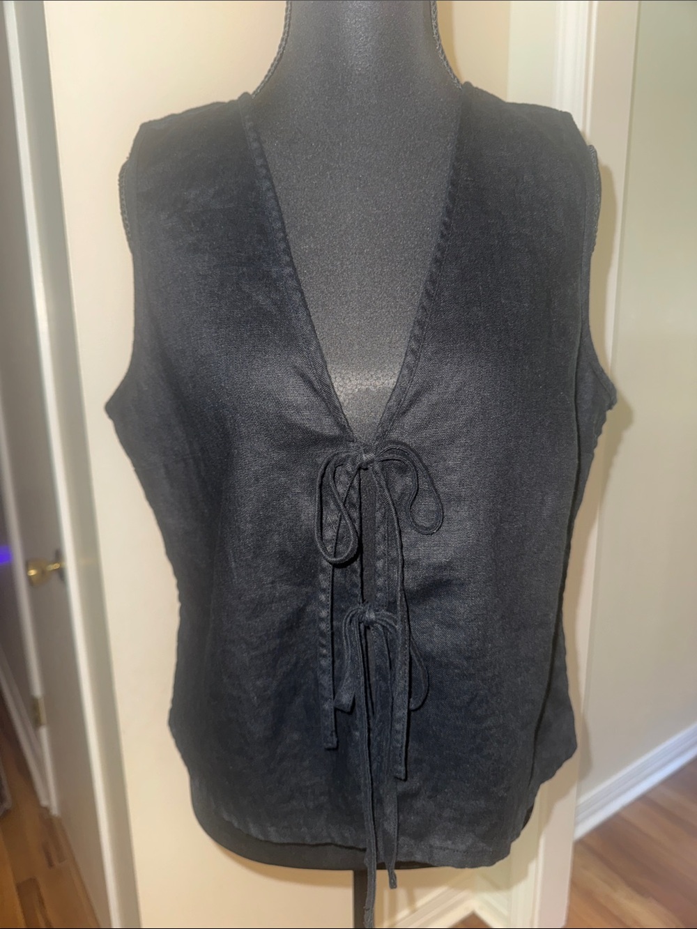 Rails Black Tie-Front Sleeveless Top